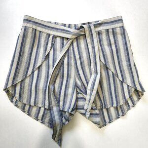 Patagonia Garden Island Shorts Womens M Gray Blue Stripe Wrap Tie Front Gorpcore